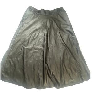 Who What Wear Black Faux Leather Midi Skirt Size 10
